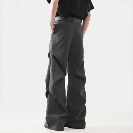 drape curved wide slacks /2color　VM1102