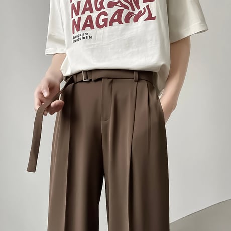 belted wide drape slacks /2color　VM1166