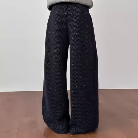 herringbone pattern wide slacks　VM1144