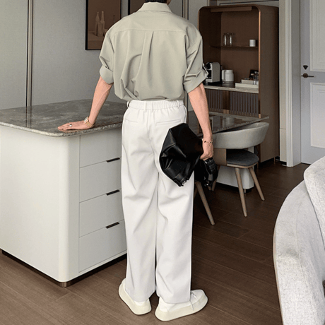 minimal open collar tuck shirt /3color　VM1109