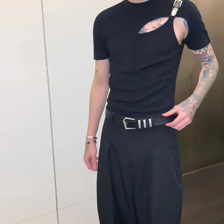 geometric buckle metal loop belt　VG1233