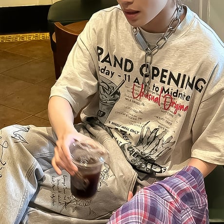 vintage burger oversized graphic tee /2color　VG1337