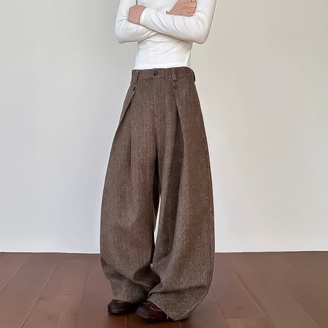 structured tucked wide pants /2color　VM1132