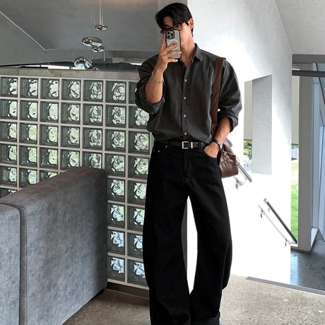 curved wide denim pants /2color　VG1118
