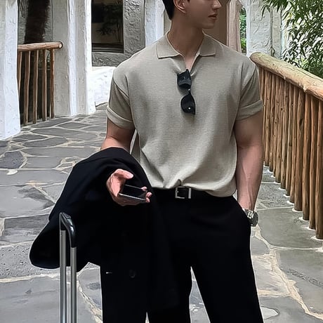 minimal skipper knit polo /4color　VG1307