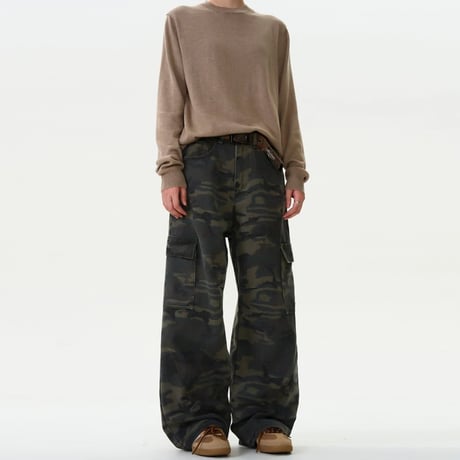 faded camo wide cargo pants　VG1160