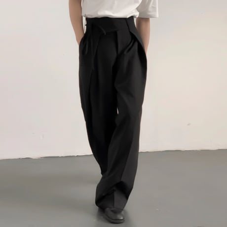 tie-belt wrap wide slacks /2color　VG1154
