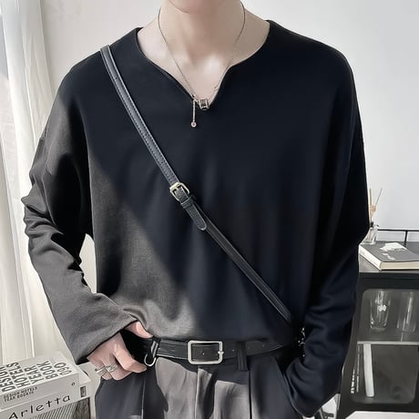 minimal oversized v-neck cutsew /2color　VG1338