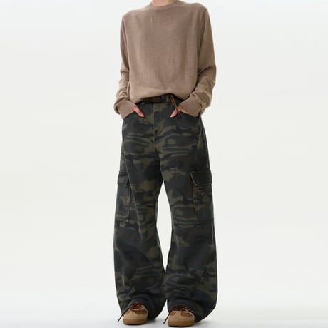 faded camo wide cargo pants　VG1160
