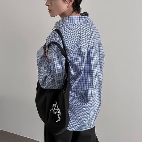 minimalist zip-up shirt /2color　VM1019