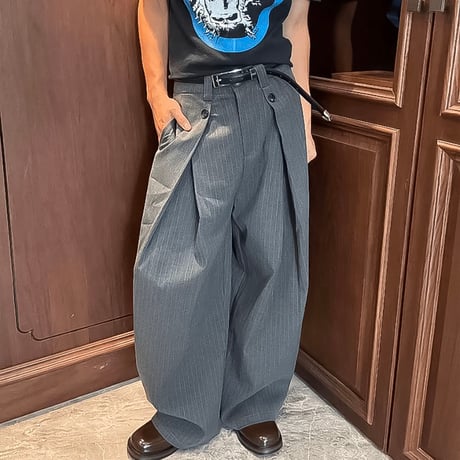 striped wide wrap slacks　VG1296
