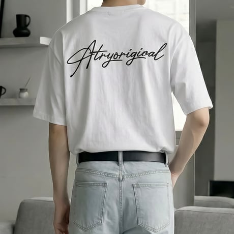 script graphic oversized tee /2color　VM1114