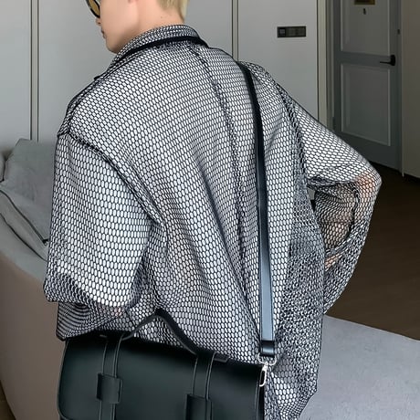 inen mesh oversized shirt /2color　VG1314