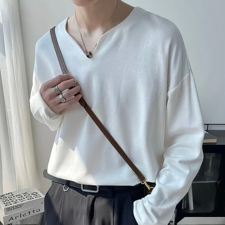 minimal oversized v-neck cutsew /2color　VG1338