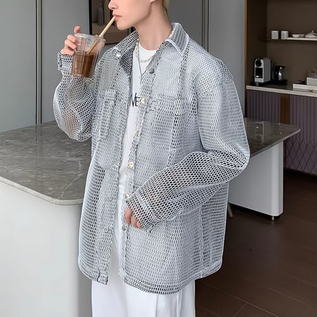 inen mesh oversized shirt /2color　VG1314
