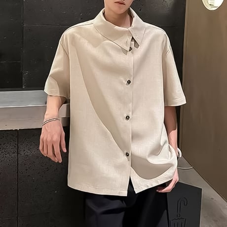 asymmetric collar drape shirt /2color　VM1157