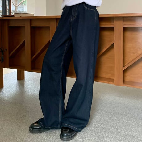 wide straight denim pants　VG1076