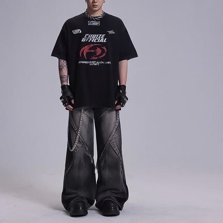 wide piping star  T-shirt　VM1030