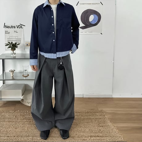 striped wide wrap slacks　VG1296