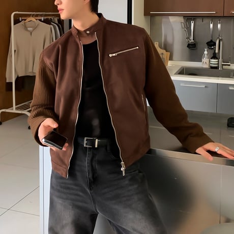 suede & knit combination blouson /2color　VG1124