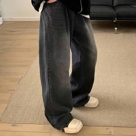 vintage washed wide denim pants /3color　VG1053