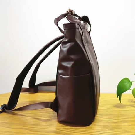 minimal square leather backpack /4color　VG1197