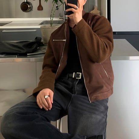 suede & knit combination blouson /2color　VG1124