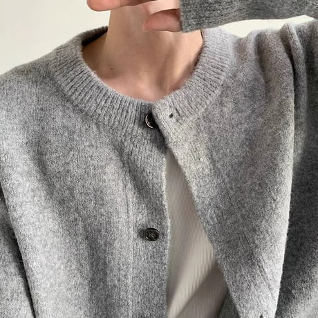 minimal relaxed crew cardigan /2color　VM1042