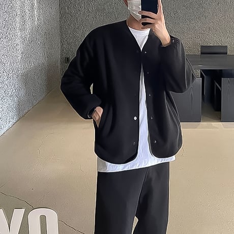 minimal fleece snap cardigan /2color　VG1306