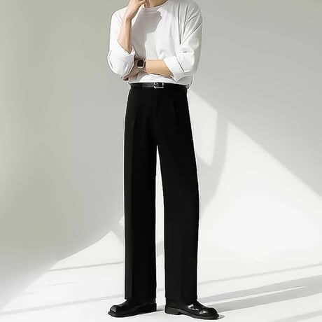 minimal tucked wide slacks　VM1123