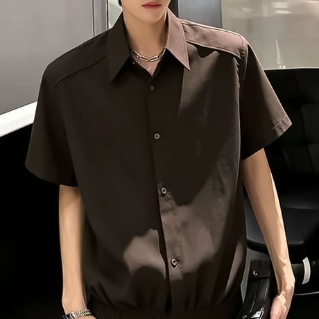 minimal hem-ribbed short sleeve shirt /3color　VM1156