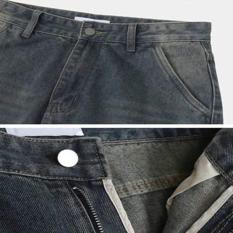 carpenter washing wide denim pants /4color　VG1108