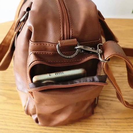 minimal pu leather 2way boston bag /3color　VG1212