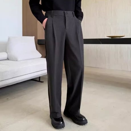 minimal center press slacks /2color　VM1151