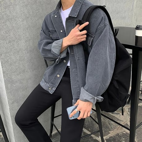 oversized washed denim jacket /2color　VG1319