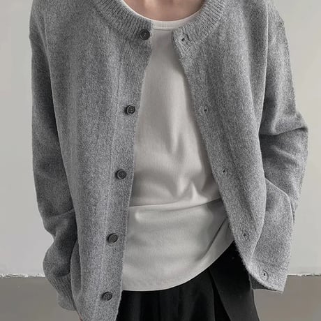 minimal relaxed crew cardigan /2color　VM1042