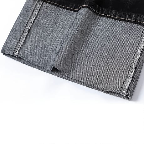 mega wide rolled-up black denim　VM1053