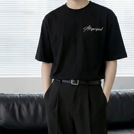 script graphic oversized tee /2color　VM1114