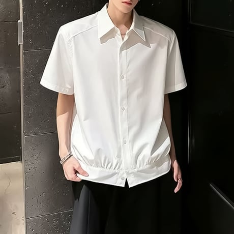 minimal hem-ribbed short sleeve shirt /3color　VM1156