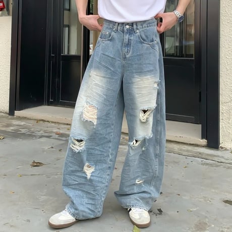 vintage crash wide baggy denim　VG1162