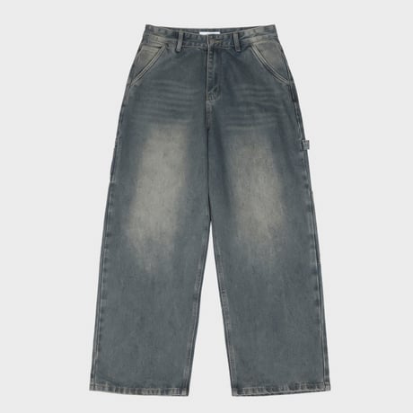 carpenter washing wide denim pants /4color　VG1108