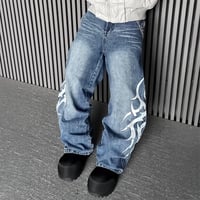 tribal print baggy denim pants　VM1062