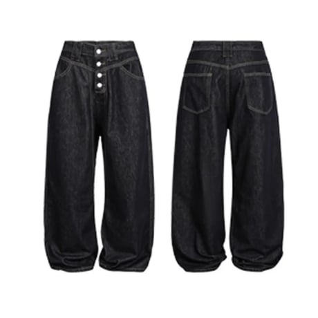 button fly curved denim　VG1083