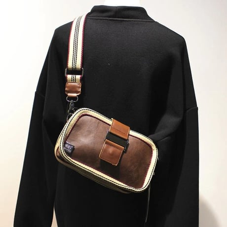 retro stripe strap mini cross bag /3color　VG1214