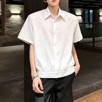minimal hem-ribbed short sleeve shirt /3color　VM1156
