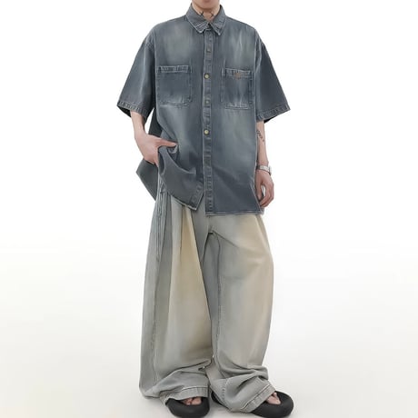 oversized washed linen shirt /2color　VM1097