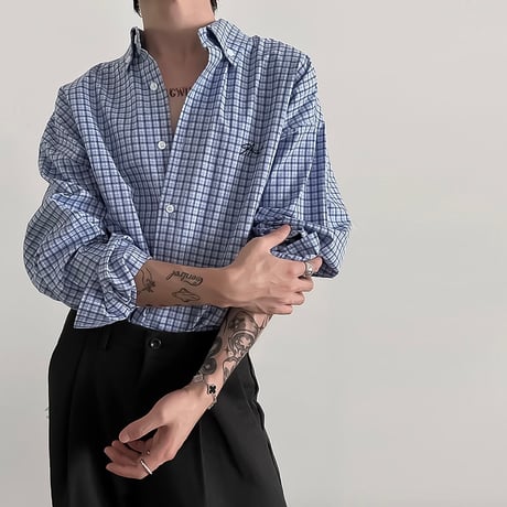 minimalist zip-up shirt /2color　VM1019