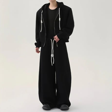 rope string wide sweat pants /2color　VG1067