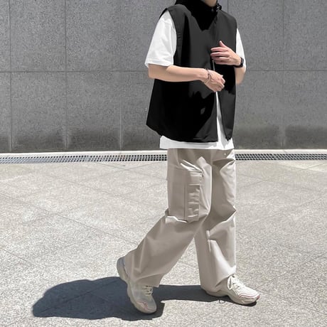 minimal hooded nylon vest /2color　VG1152