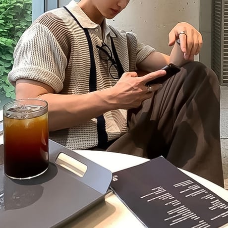 retro striped knit polo /2color　VG1328